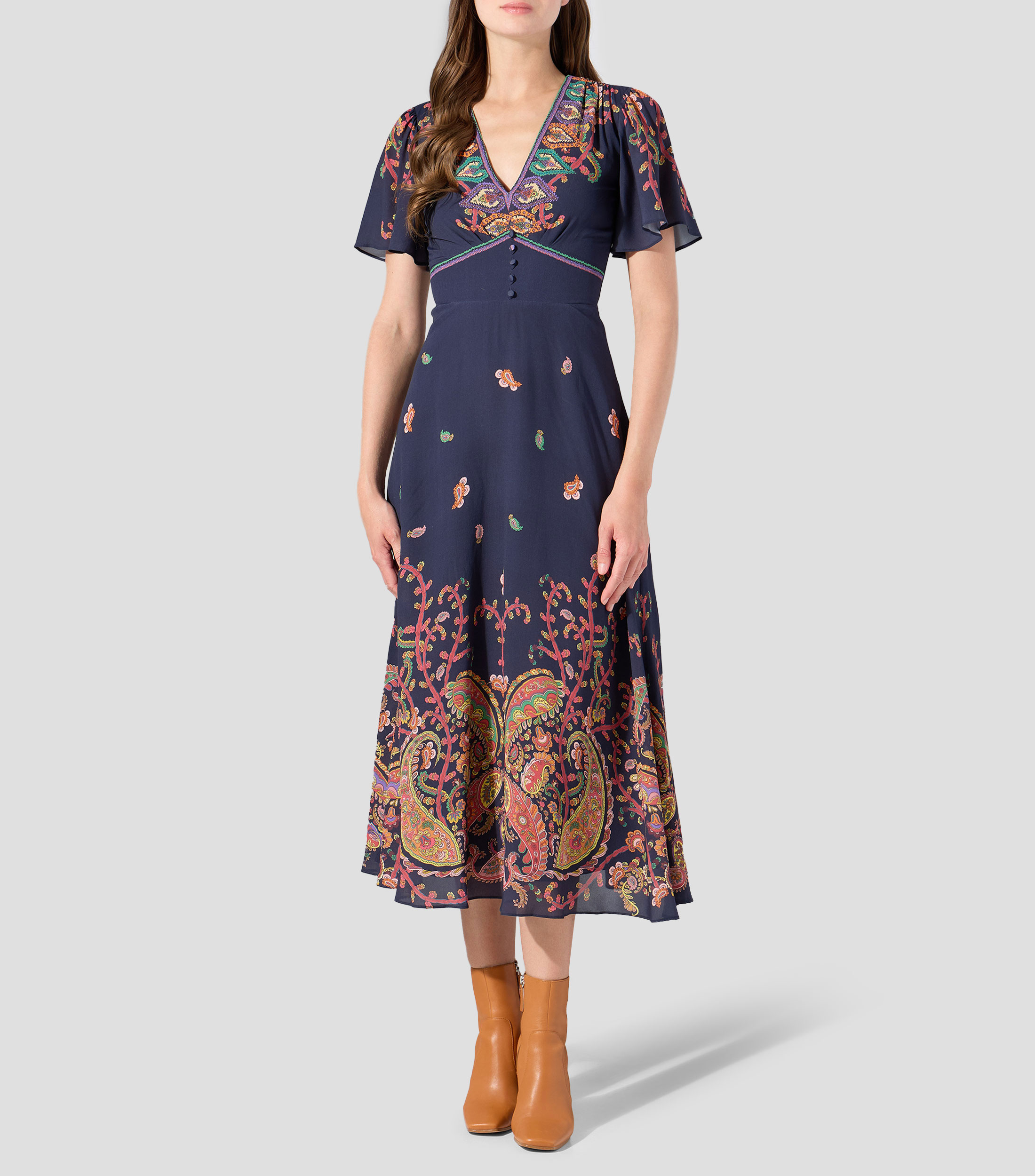 Vestido midi estampado Mujer